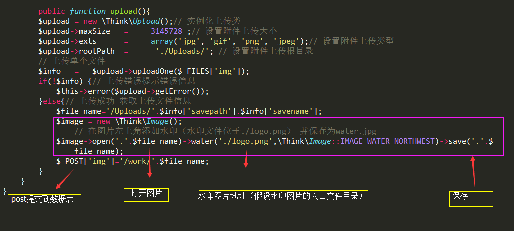 thinkphp3.2上传水印图片，存数据表